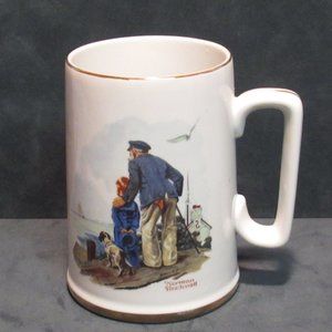 Vintage Norman Rockwell Looking Out To Sea Coffee Tea Mug Cup Tankard
